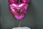 Bouquet of 35 White and Powder Pink Tulips and Foil Pink Heart-Shaped Balloons, Set of 3 — photo 1